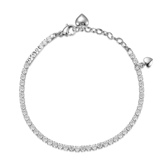 Charm Simulated Diamond Bracelet in Stainless Steel