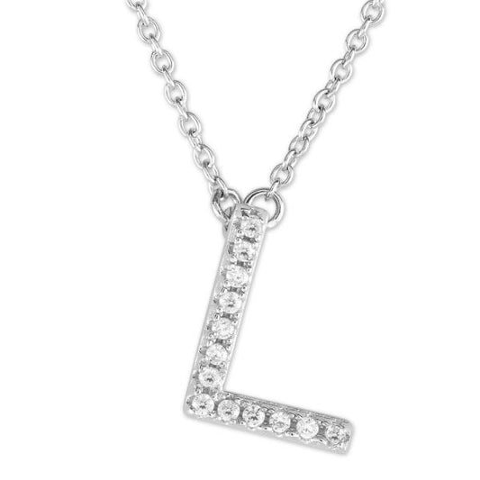 Initial Simulated Diamond Necklace in Sterling Silver