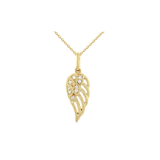 ReMARKABLE Designs Natural Diamond Necklace in 10 Karat Yellow Gold with 0.05ctw Round Diamonds