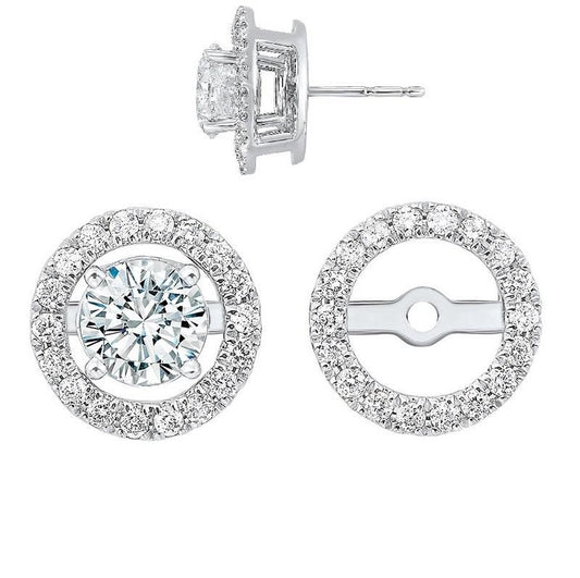 Diamond Jackets Natural Diamond Earrings in 14 Karat White with 0.25ctw Round Diamonds