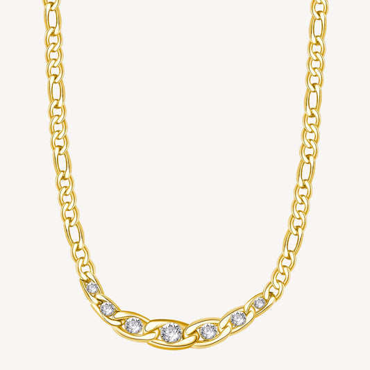 Chain Simulated Diamond Necklace in Stainless Steel