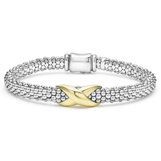 Caviar Icon Collection Caviar Bracelet (No Stones) in Sterling Silver - 18 Karat White - Yellow