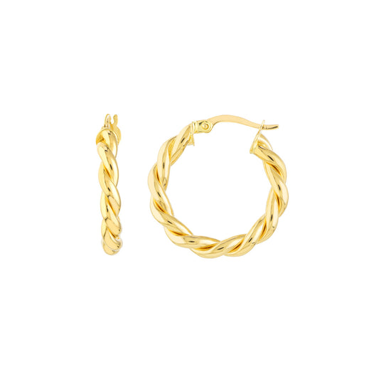 ReMARKable Designs Twisted Hoop Earrings (No Stones) in 14 Karat Yellow Gold