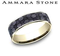 Ammara Stone Collection Carved Band (No Stones) in Tantalum - 14 Karat Yellow - Grey 6.5MM