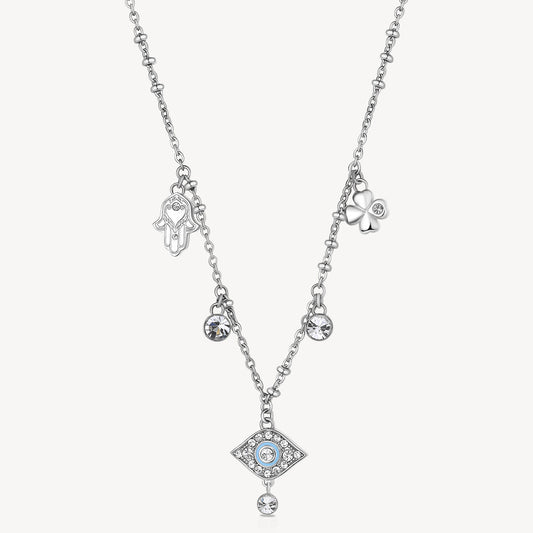 Station Simulated Diamond Necklace in Stainless Steel