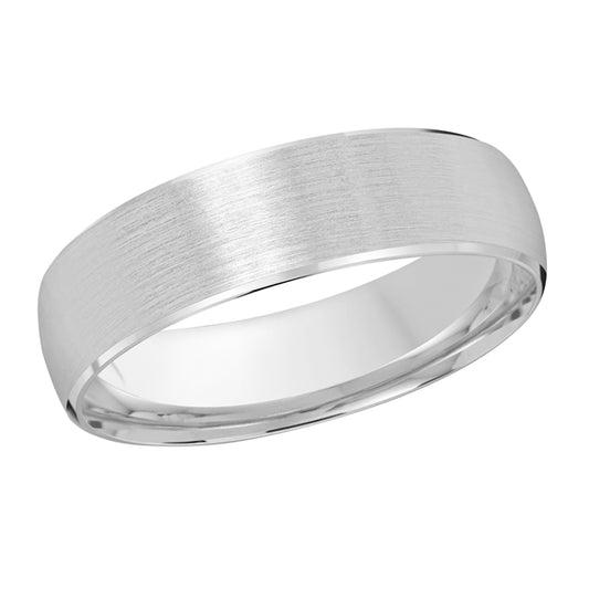 Carved Band (No Stones) in 14 Karat White Gold 6MM