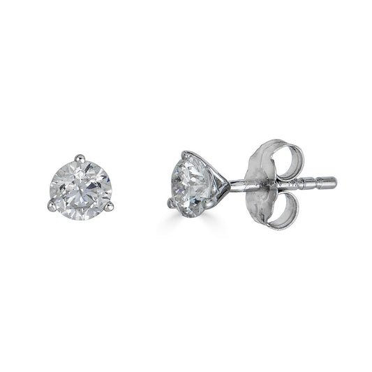 Stud Natural Diamond Studs in 14 Karat White with 0.75ctw Round Diamonds