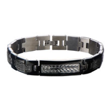 Alternating Link Bracelet (No Stones) in Stainless Steel Black - Grey