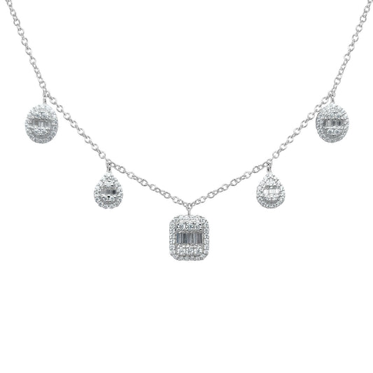 ReMARKable Designs Natural Diamond Necklace in 14 Karat White Gold with 0.37ctw Various Shapes Diamond