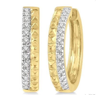 Huggie Natural Diamond Earrings in 10 Karat Yellow with 0.10ctw Round Diamonds