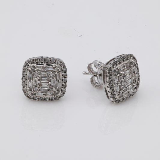 M Estate Collection Stud Natural Diamond Earrings in 10 Karat White with 0.14ctw Round Diamonds