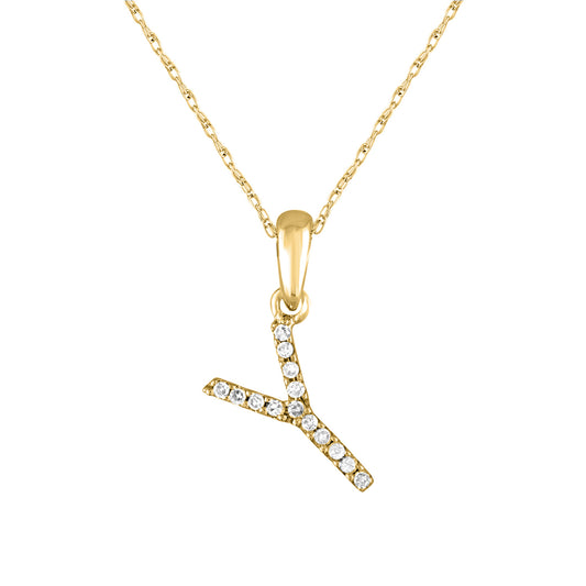 Natural Diamond Necklace in 14 Karat Yellow with 0.07ctw Round Diamond