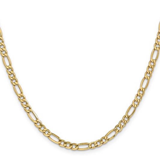 20" Figaro 4.2mm Chain in 14 Karat Yellow