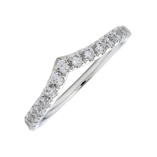 Lab-Grown Diamond Contour Ladies Wedding Band in 14 Karat White with 0.50ctw Round Lab Grown Diamonds