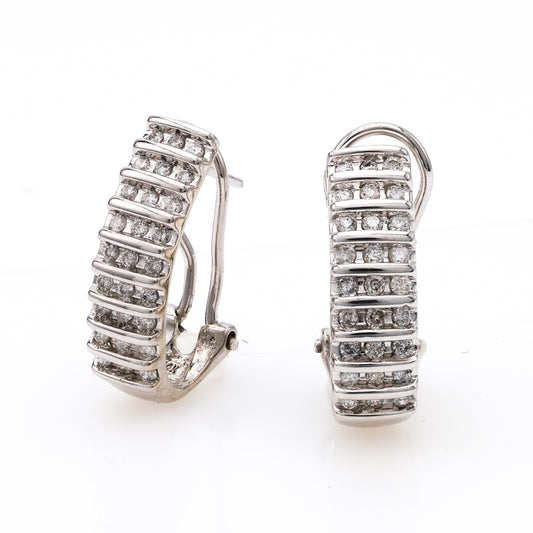 M Estate Collection J Hoop Natural Diamond Earrings in 14 Karat White with 0.27ctw I/J SI2-I1 Round Diamonds