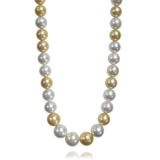 ReMARKable Designs Pearl Strand Color Gemstone Necklace in 14 Karat Yellow Gold with South Sea Golden Yellow Pearl