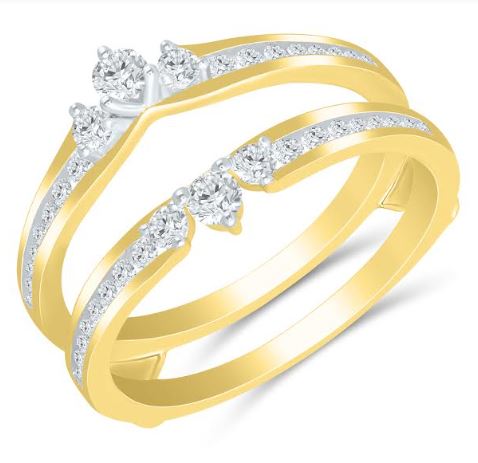 ORIGINAL DESIGNS Natural Diamond Enhancer Ladies Wedding Band in 14 Karat Yellow Gold with 0.48ctw Round Diamonds