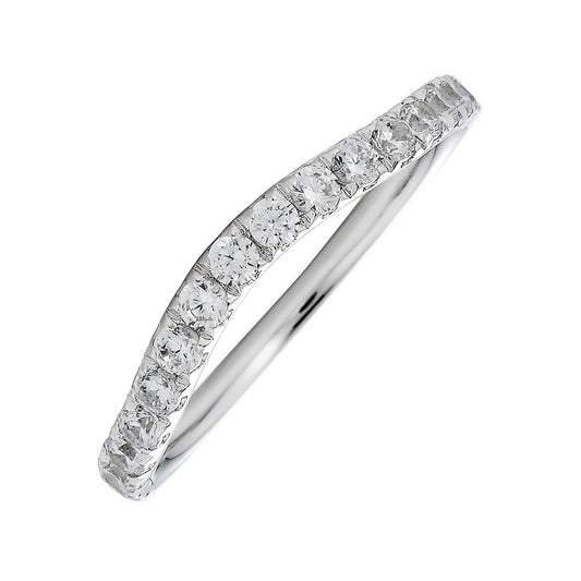 Lab-Grown Diamond Contour Ladies Wedding Band in 14 Karat White with 0.50ctw Round Lab Grown Diamonds