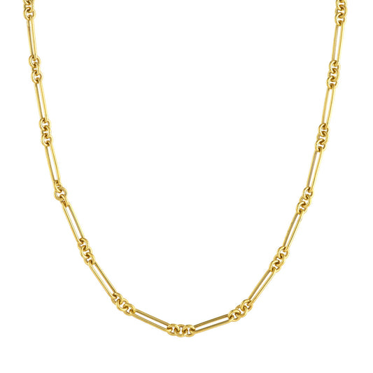 Paperclip Necklace (No Stones) in 14 Karat Yellow