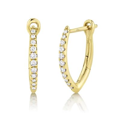 Shy Creations Small Hoop Natural Diamond Earrings in 14 Karat Yellow Gold with 0.15ctw Round Diamonds