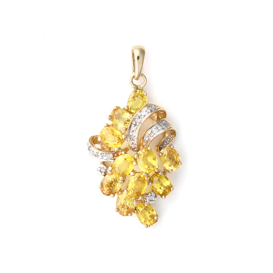 Pendant M Estate Collection Color Gemstone Necklace in 10 Karat Yellow with 11 Oval Citrines