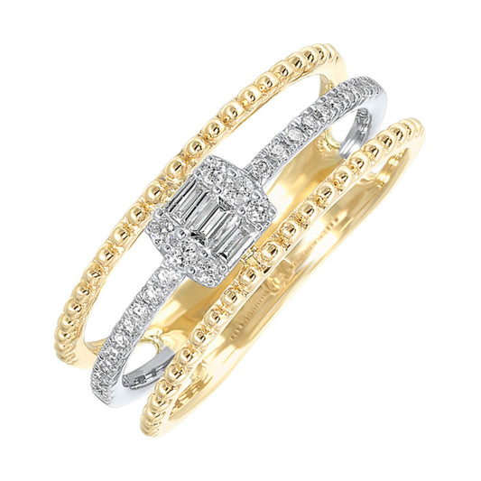 Natural Diamond Stackable Fashion Ring in 10 Karat White - Yellow with 0.20ctw H/I I1 Various Shapes Diamonds