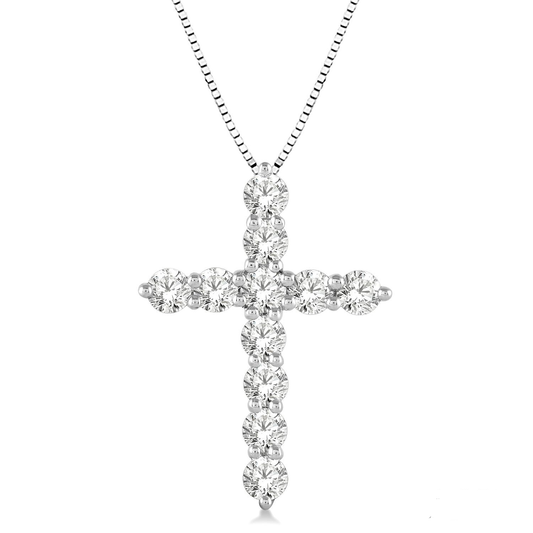 Natural Diamond Necklace in 14 Karat White with 0.72ctw Round Diamonds