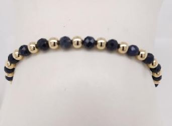 Stretch Color Gemstone Bracelet in Gold Filled Yellow Round Sapphire