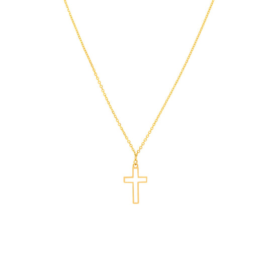 Cross Necklace (No Stones) in 14 Karat - Enamel Yellow