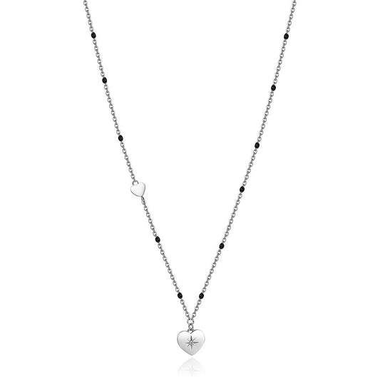 Heart Simulated Diamond Necklace in Stainless Steel