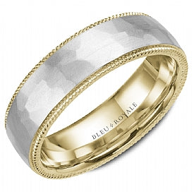 Bleu Royale Collection Carved Band (No Stones) in 14 Karat White - Yellow 6MM