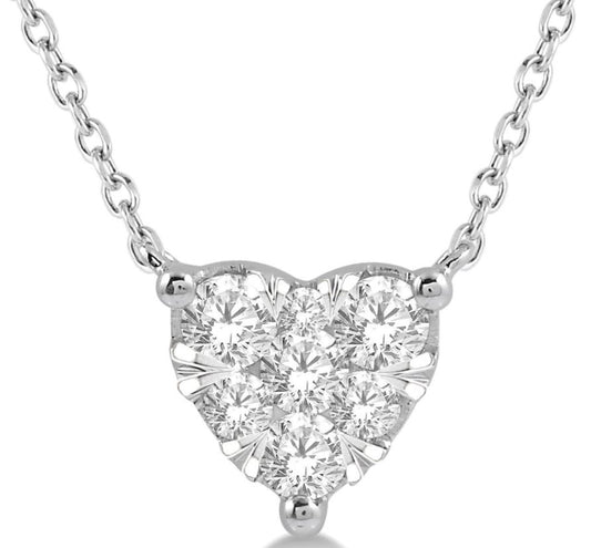 Lovebright Collection Natural Diamond Necklace in 14 Karat White with 0.25ctw G/H SI2 Round Diamonds