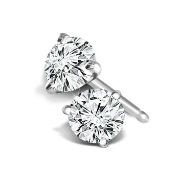 Marks 89 Natural Diamond Studs in 14 Karat White with 0.95ctw Round Diamonds, Clarity: SI2-I1, Color: H/I