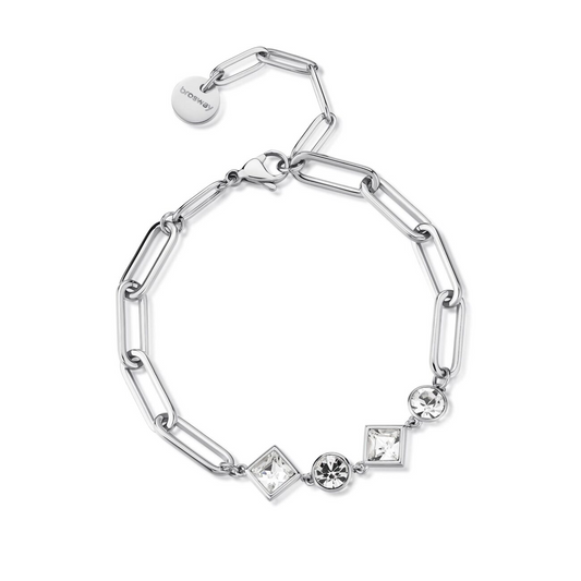 Paperclip Simulated Diamond Bracelet in Stainless Steel