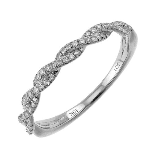 Natural Diamond Stackable Fashion Ring in 10 Karat White with 0.15ctw Round Diamonds