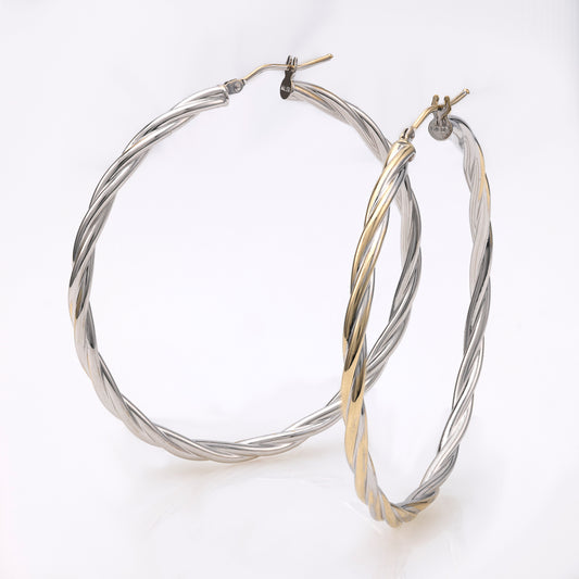 M Estate Collection Large Hoop Earrings (No Stones) in 14 Karat White