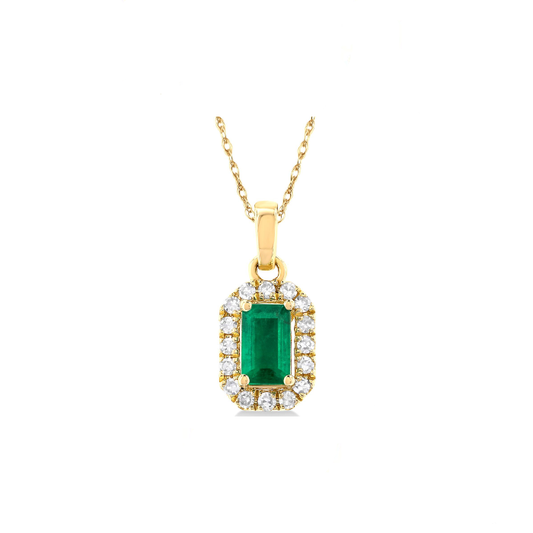 ReMARKABLE Designs Pendant Color Gemstone Necklace in 10 Karat Yellow Gold with 1 Emerald 5mm-5mm