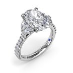 Side Stone Natural Diamond Semi-Mount Engagement Ring in 14 Karat White with 20 Various Shapes Diamonds, totaling 0.58ctw