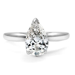 Solitaire Lab-Grown Diamond Complete Engagement Ring in 18 Karat White with 1 Pear Lab Grown Diamond, Color: E, Clarity: VS1, totaling 2.27ctw