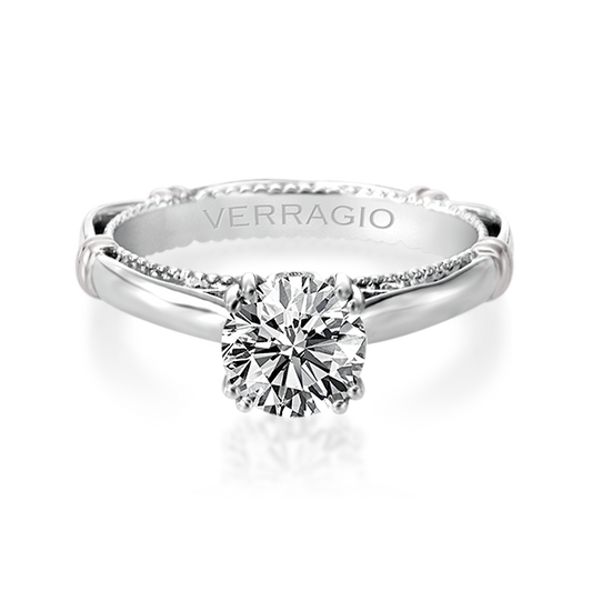 Parisian Collection Solitaire Vintage Solitaire Semi-Mount Engagement Ring in 14 Karat White with 0.03ctw F/G VS2 Round Diamonds