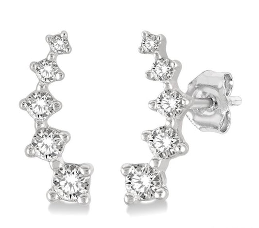 Stud Natural Diamond Earrings in 10 Karat White with 0.10ctw Round Diamonds