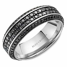 Bleu Royale Collection Natural Diamond Men's Wedding Band in 14 Karat White with 2.54ctw Round Diamonds