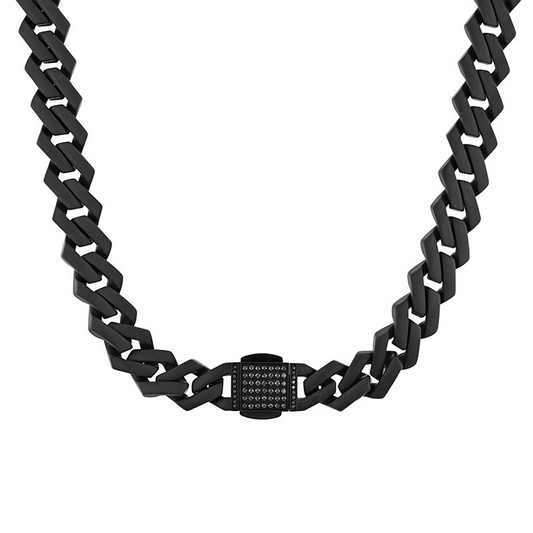 C&C Jewelry Mfg., Inc. Natural Diamond Necklace in Stainless Steel Black with 0.49ctw Black Round Diamonds