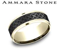 Carved Band (No Stones) in Titanium 14 Karat Black - Yellow 8MM