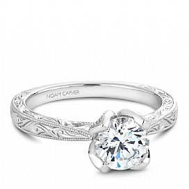 Solitaire Semi-Mount Engagement Ring in 14 Karat White