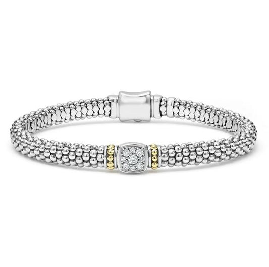 Lagos Rittenhouse Collection Natural Diamond Bracelet in Sterling Silver - 18 Karat White - Yellow