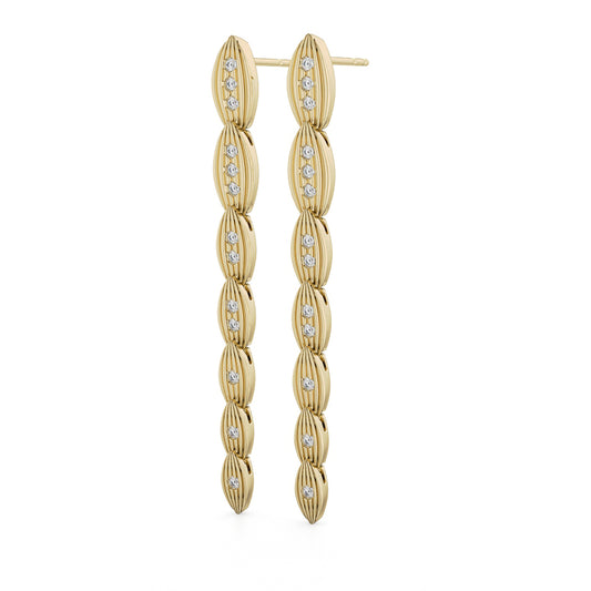 Dangle Natural Diamond Earrings in 14 Karat Yellow with 0.31ctw Round Diamonds