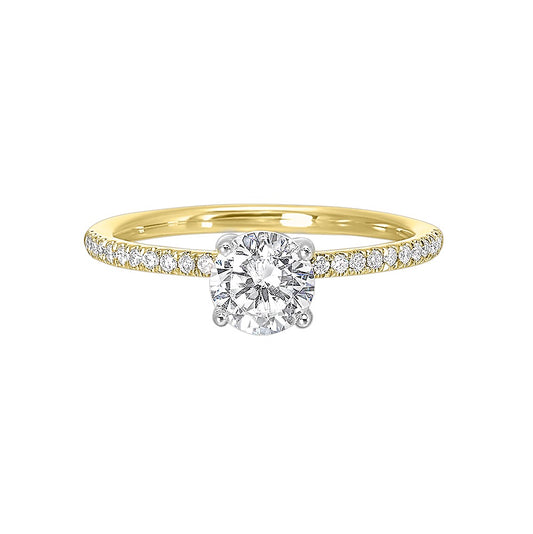 ReMARKable Designs Marks 89 Side Stone Natural Diamond Semi-Mount Engagement Ring in 14 Karat White - Yellow with 20 Round Diamonds totaling 0.12ctw