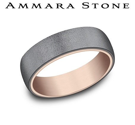 Ammara Stone Collection Carved Band (No Stones) in Tantalum - 14 Karat Grey - Rose 6.5MM