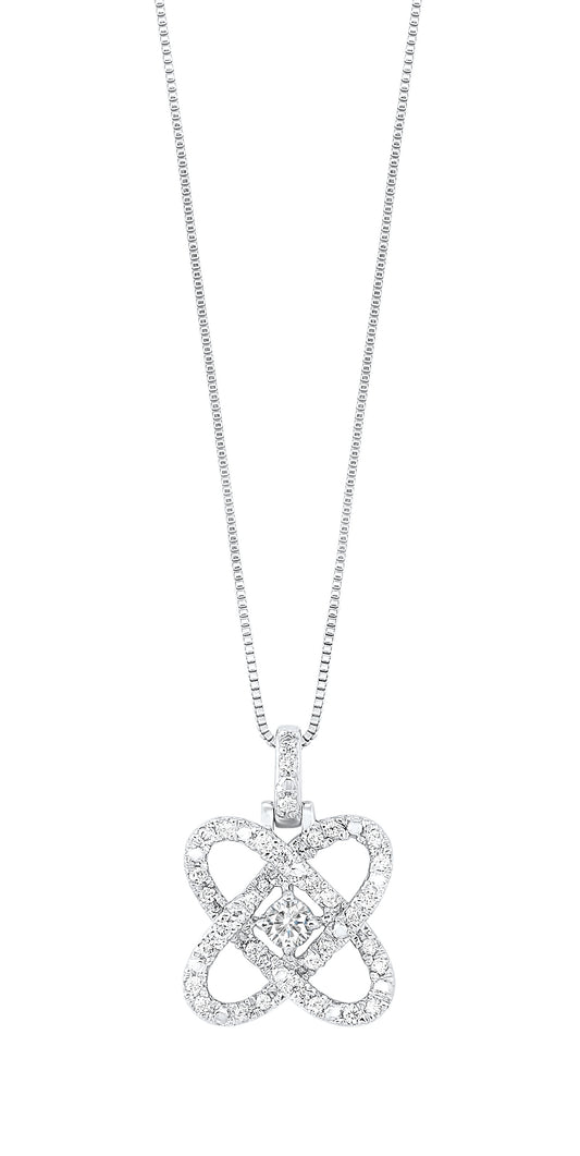 Natural Diamond Necklace in Sterling Silver White with 0.08ctw H/I I1 Round Diamond